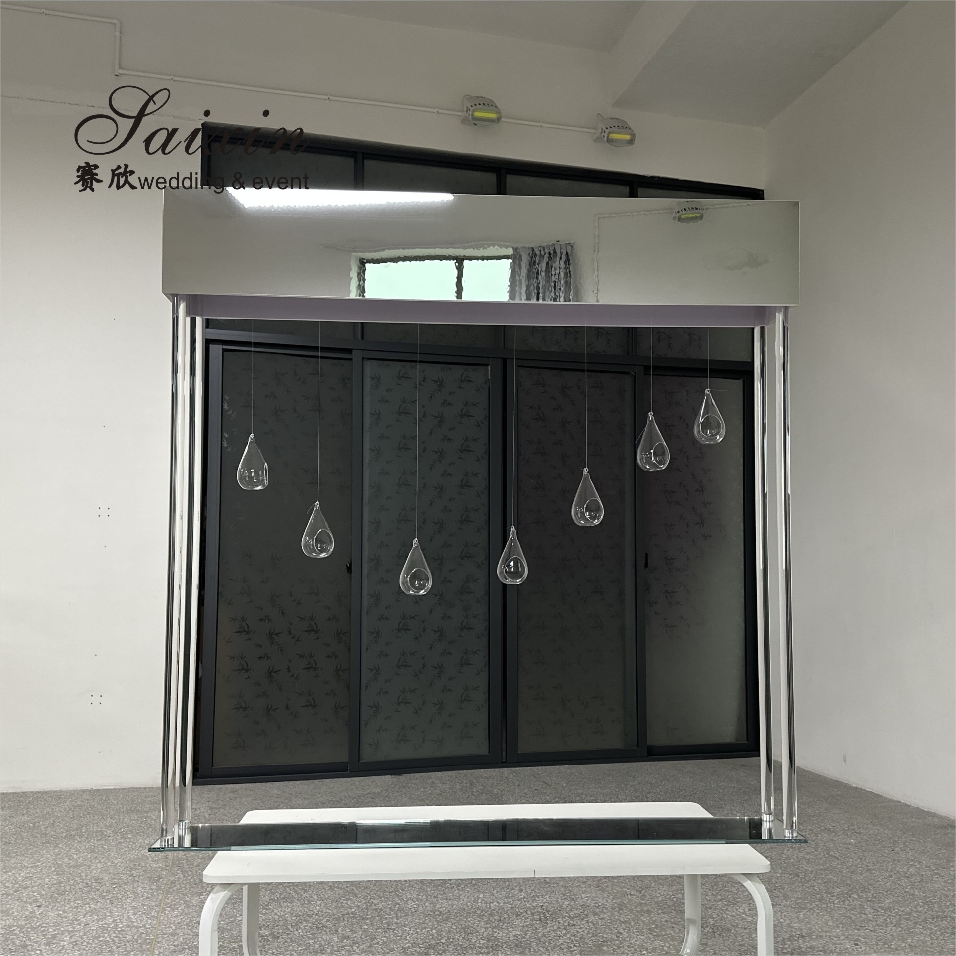 Wedding Crystal Flower Stand Centerpiece With Mirror Flower Holder 150cm