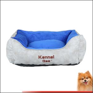 China dog beds washable artificial leather and short plush pp cotton pet bed factory