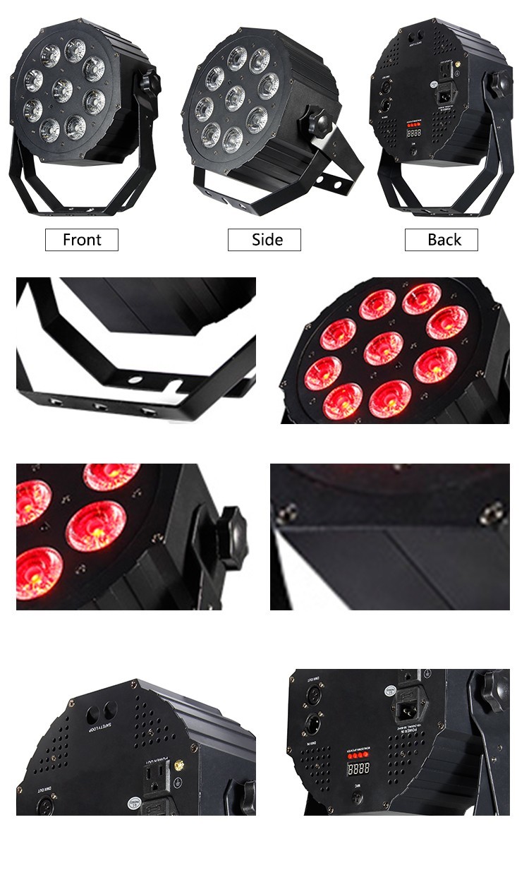 9pcs 12W Led Par Stage Lights RGBWA UV 6in1 DMX For Uplight City Color Light