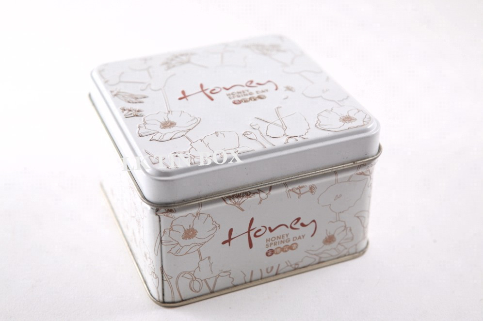 Durable Empty Christmas Halloween Square Cookie Tin Box With Press Open Lid