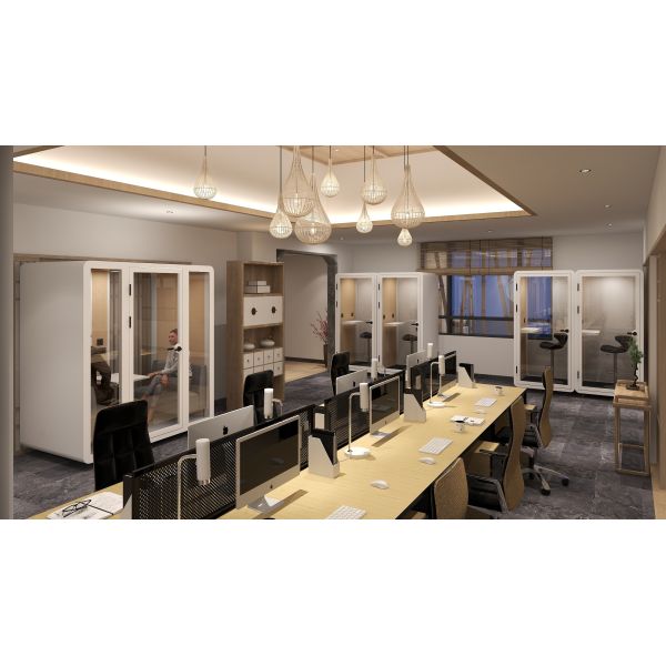 Easy Assembly 4 Person Office Pod Sound Proof Office Cabin Built In Ventilation System