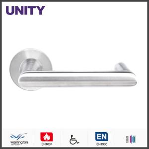 China Stainless Steel Fire Door Lever Handle EN1906 and EN1634 Satin Finish factory