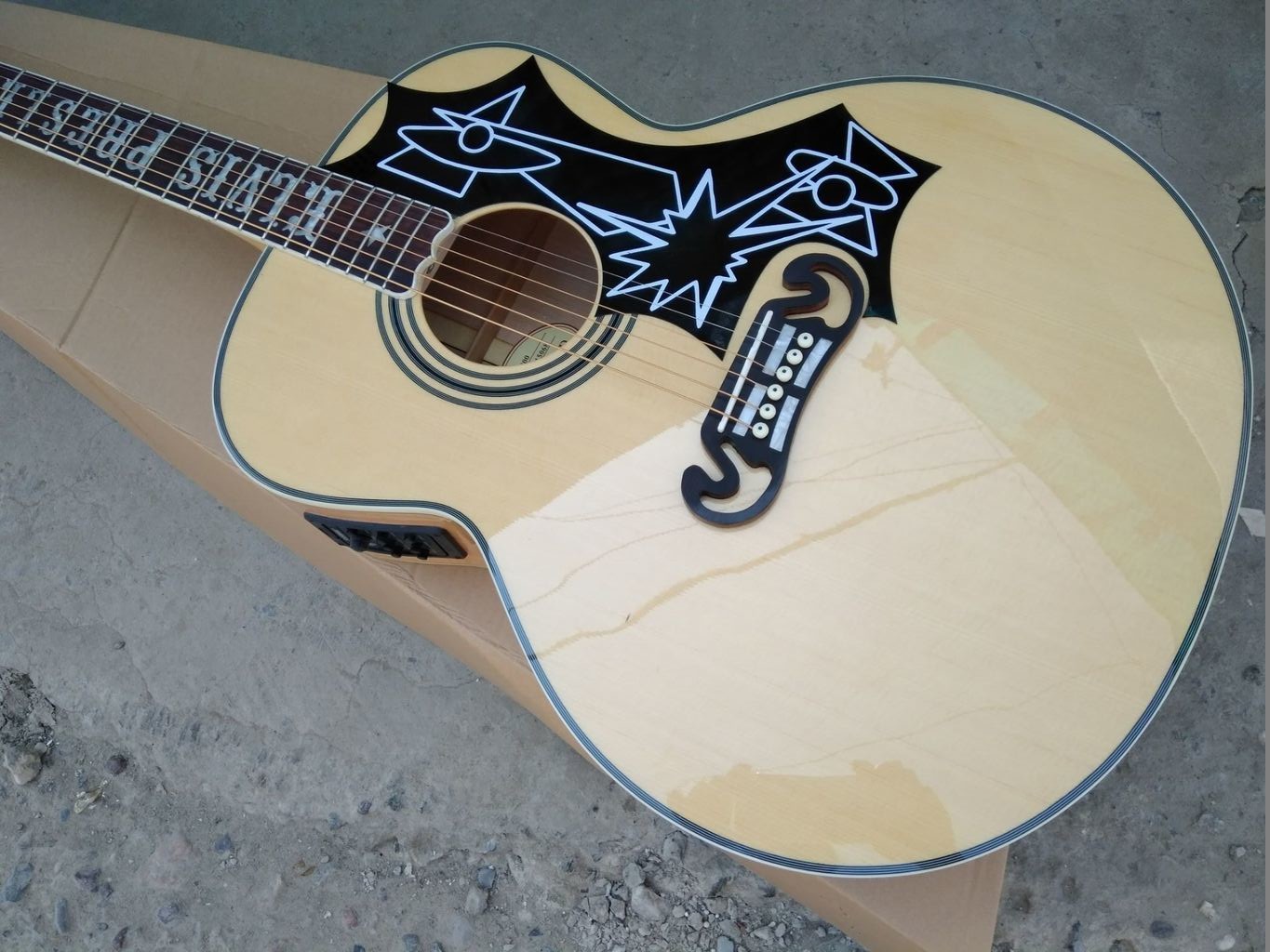 Flame maple custom G200 acoustic guitar Elvis Presley fretboard inlays