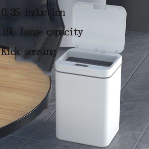 16L/5.3 Gallon Square Automatic Kitchen Garbage Bin Motion Sensor Plastic Smart