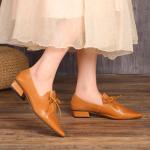 HZM049 Single Shoes Women'S Spring New Thick Heel Pointed Literary Single Shoes