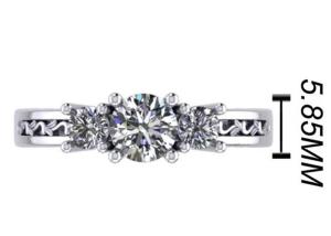 China 0.8ct 14k Solid Gold Jewellery , Prong Setting RD5.85mm Diamond Three Stone Ring factory