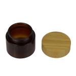 Empty Cosmetic PET Cream Jar 50g 100g Plastic Container With Wooden Lid