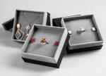 Grey Velvet Lined Cardboard Jewelry Packaging Boxes With Customizable Logo