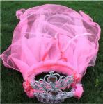 Children's crown veil, girls head flower veil headband, wedding princess wreath,