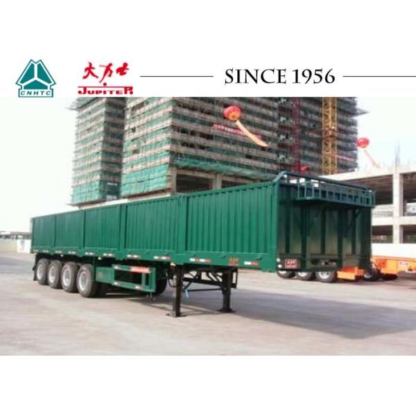 China 60 Tons 4 Axles Drop Side Trailer , Heavy Duty High Bed Trailer With Wall factory