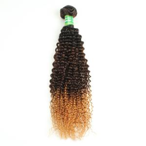 China AAAAAAA Good Quality Human Hair Weft Kinky Curl Hair Extensions Ombre Colored factory