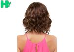Natural Looking Short Synthetic Wigs , 14 Inches Brown Wavy Side Part Heat