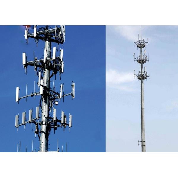 China Q235B / Q345B 45m Monopole Antenna Tower Heavy With 4.8S / 6.8S / 8.8S Bolt factory
