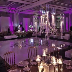 China Tall Glass Crystal Candelabra 5 Arm 9 Arm Wedding Table Centerpiece factory