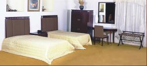 China Budget hotel interior fitout furniture Single Bed Headboard with Writing desk tableBO-B002 factory