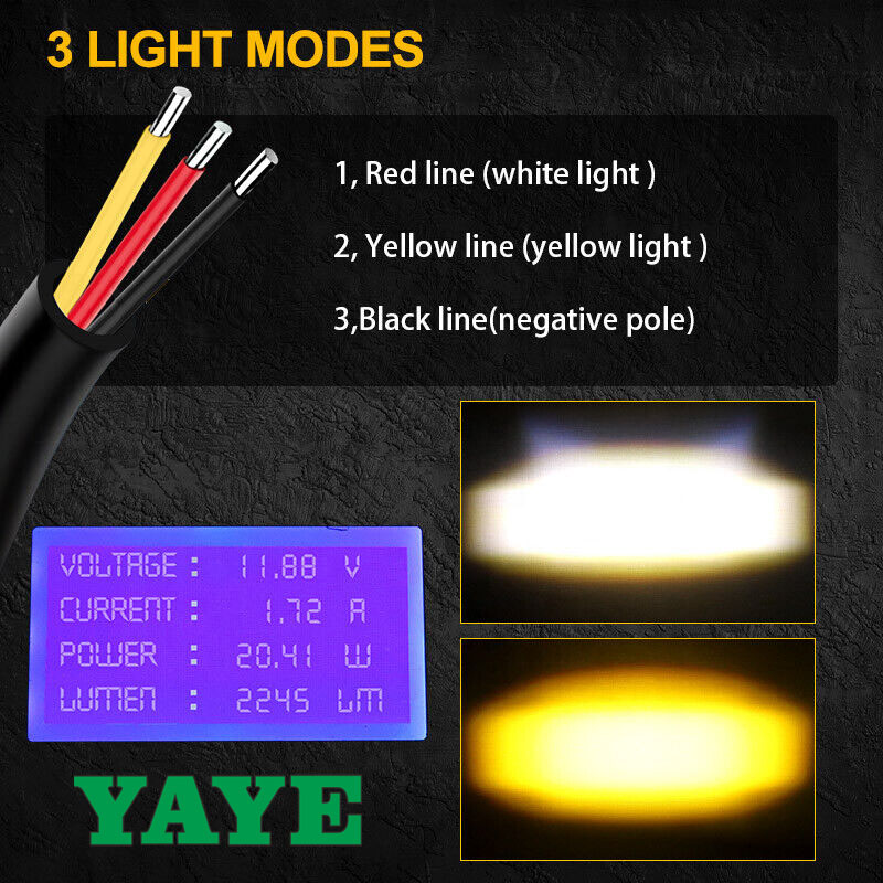 3570 LED Motorcycle Fog Light 40W 20*2 Dual Color Spot Beam Moto Accessories