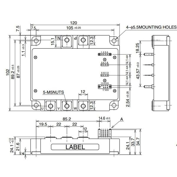 China CM150DU-12F Trench Gate Design Dual IGBTMOD™ 150 Amperes/600 Volts MITSUBISHI IGBT Power Module factory