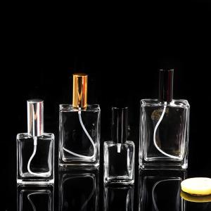 China 3 Oz Perfume Pocket Spray Bottle Empty Luxury Flat Square Fragrance Clear Pump Glass factory