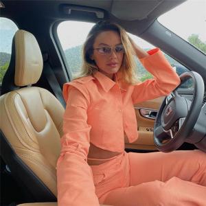 China Thick 2 Piece Casual Pants Set Short T Shirt High Waist Straight Leg Pants Suit factory