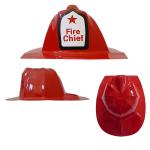 Child Size Red Plastic Fire Chief Hat Halloween Party Plasticfireman Helmet Hat
