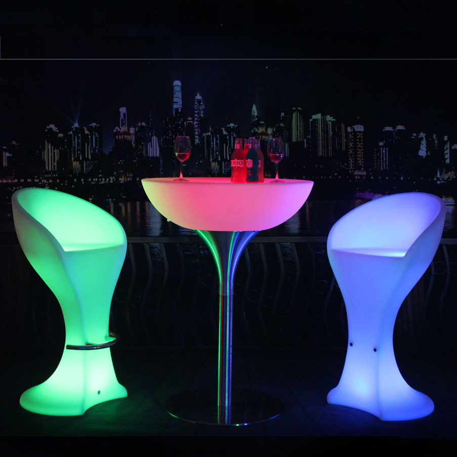 Commercial LED Light Cocktail Table , Illuminated Bar Table Wireless For Party