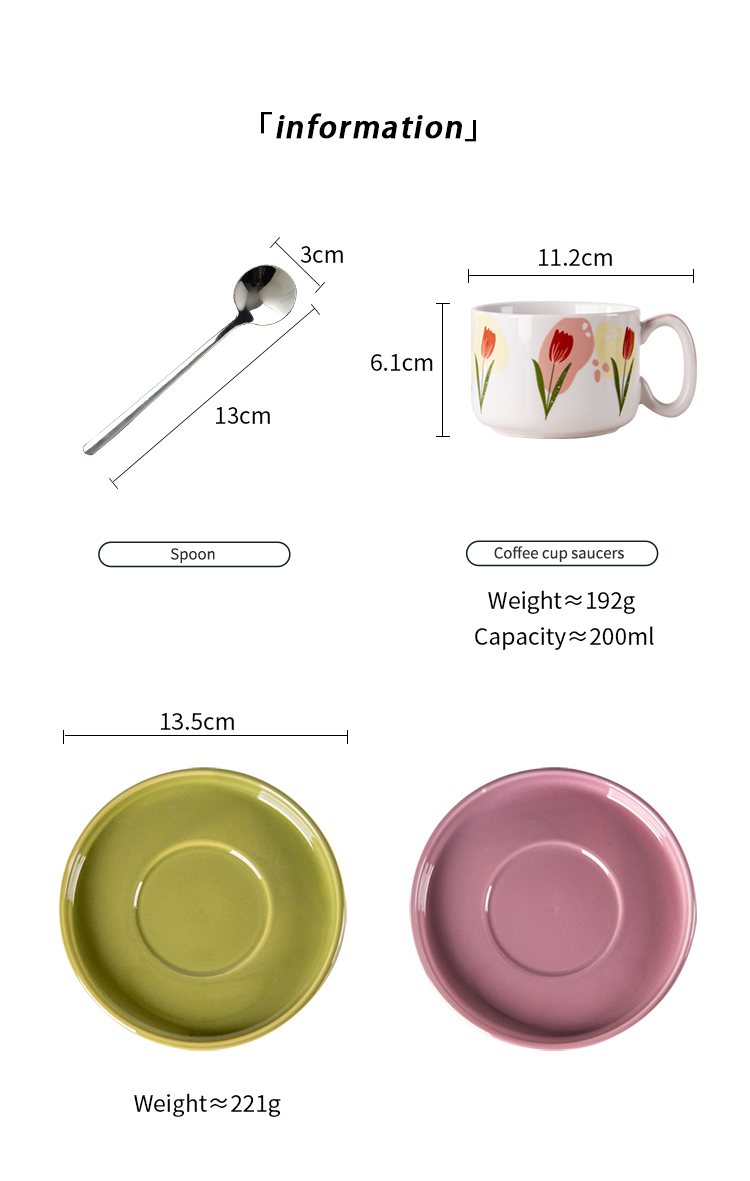 Customized Logo Flower Design Ceramic Tea Cup And Saucer Set For Restaurant For Afternoon Tea 200ml