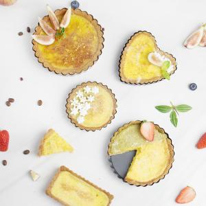 China New American Freebottom Baking Tray Non-Stick Coated Custard Tart Pan Pizza Baking Tray factory