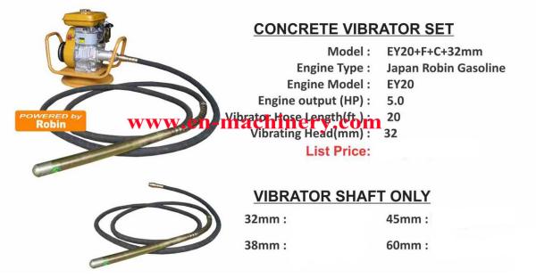 5.0HP Robin Gasoline Concrete Vibrator, EY20 Petrol Motor With CE Used For