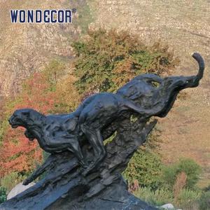 China Outdoor metal wildlife decoration, life-size bronze leopard sculpture factory