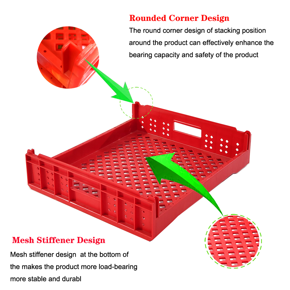 550*480*130mm Customized Color Plastic Crates for Bread Made of Durable PP Material