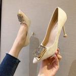 9333-019 Korean Fashion Pointed Shallow Mouth High Heels Net Red Sexy Rhinestone