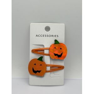 2-Packs Halloween Pumpkin Hair Clip in Various Colors with Various Shapes and Material