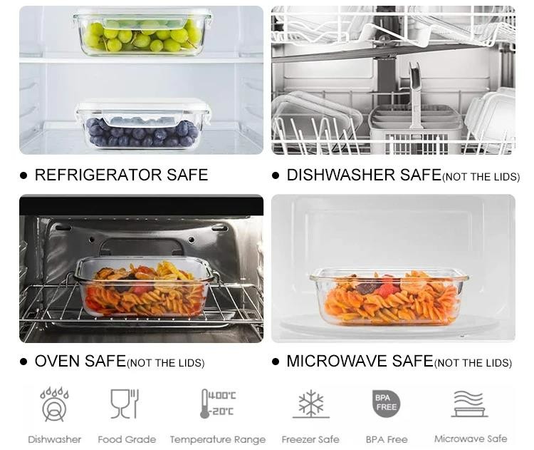 Glass Fruit Bowl Lunch Box Fruit Salad Food Storage Bowl Microwaveand Dishwasher Oven Safe