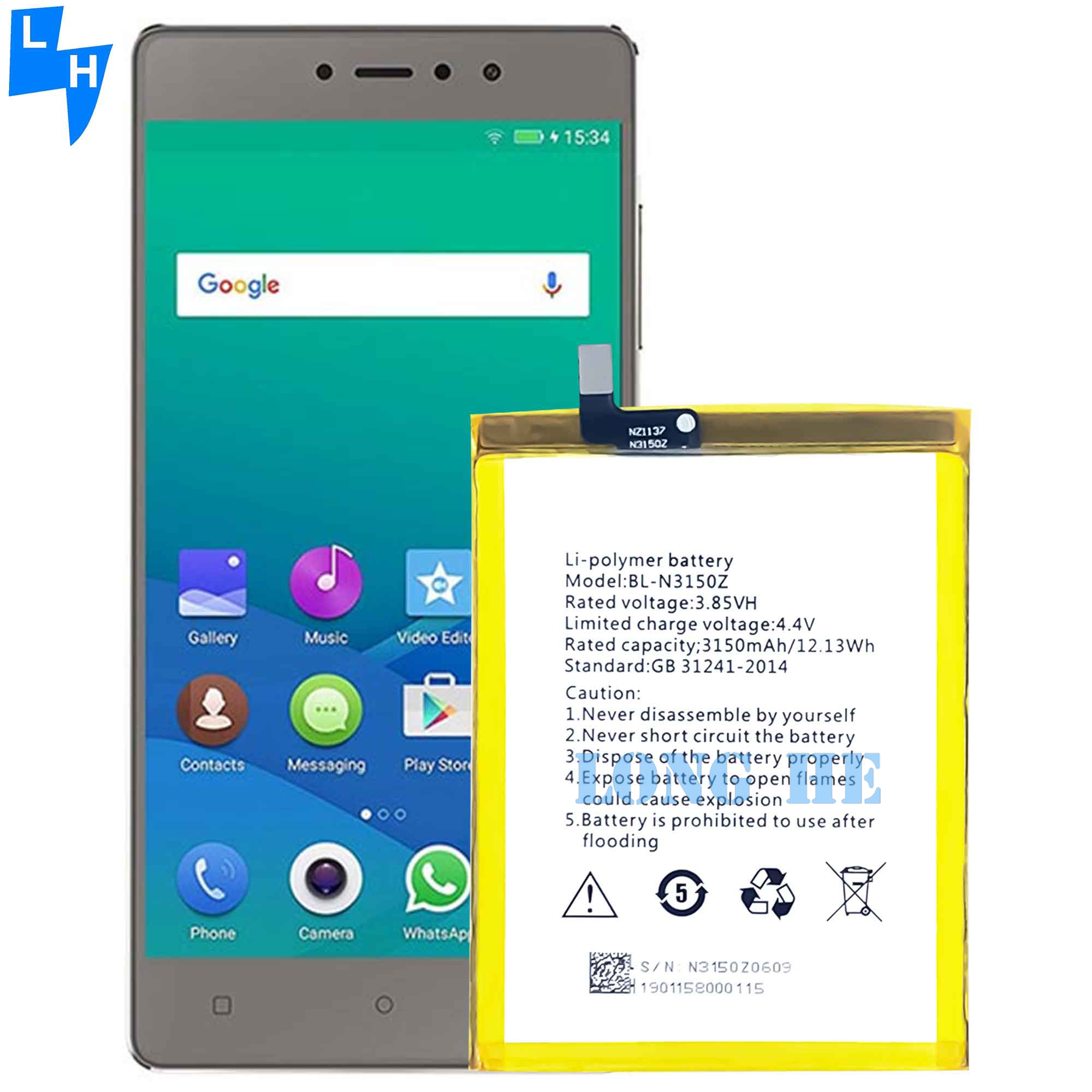 Gionee S6s BL-N3150Z Smart Phone Battery and 100% Compatible Rechargeable Batteries