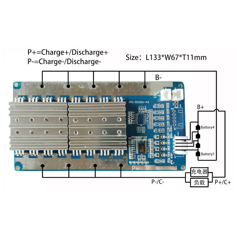 800A 200A Lithium BMS System 4S 8S 10S For Small Car Start Up Battery Pack