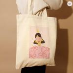 Eco Friendly Canvas Cotton Fabric Bag Gusset Tote Bag 570gsm For Shopping