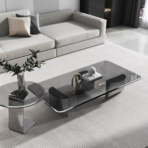 China Rectangular Modern Coffee Tea Table With Glass Table Top OEM ODM factory