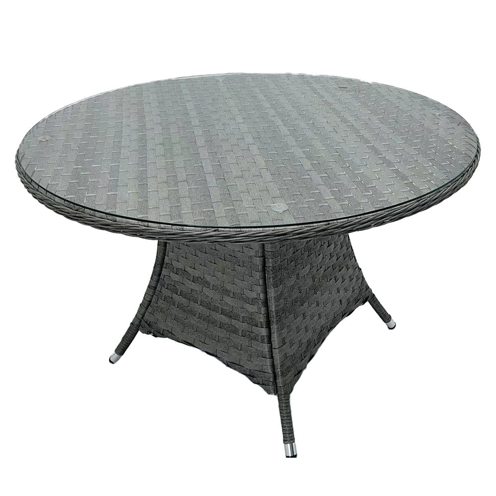 Round Table Outdoor Dining Furniture Wicker Rattan Garden Set for 4 Seater by AJUNION
