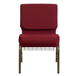 China Stackable Red Fabric Church Chairs with Iron Frame factory