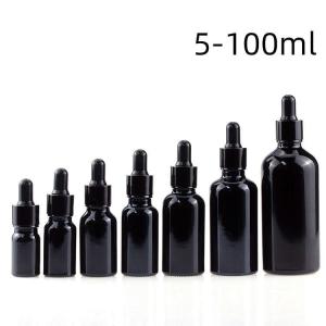 China Ultralight Black Essential Oil Bottles , Reusable 15ml Black Dropper Bottle factory