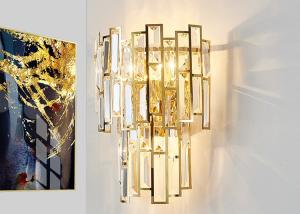 China Wall Mounted Indoor 230*500mm Lustre Led Gold Crystal Sconce Lights factory