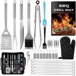 Silver BBQ Utensil Set Heatinsulated Antirust With Storage Bag