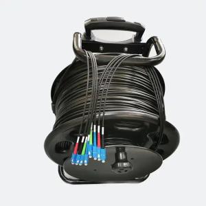 China Portable Retractable Fiber Optic Cable Reel With Length 100M 200M 500M Armored Tactical Fiber Optic Patch Cord factory