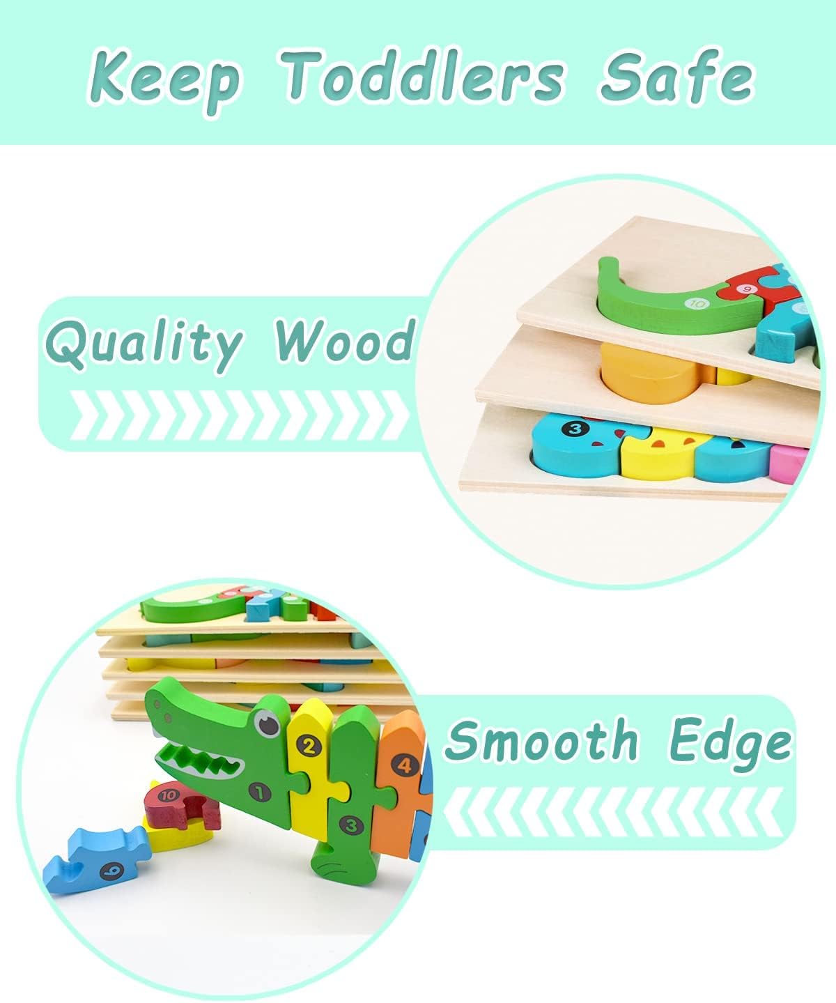 Wooden Animal Puzzles for Toddlers 1 2 3 4 Years Old Montessori Educational Toy Gift