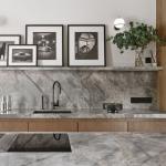 Manufacturer Customized Modern Flat Panel Modern Designs Wood Veneer Kitchen