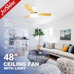 5 Speed 48 Inch Flush Mount Ceiling Fan With Light And Remote DC Inverter