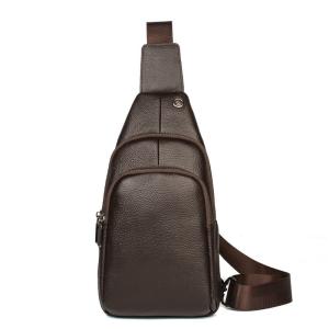 China Acceptable OEM ODM Men's Chest Bag Genuine Leather with USB Charging and No Decoration factory