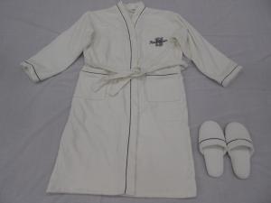 China cotton velour terry fabric embroidered men dressing gowns with slipper factory