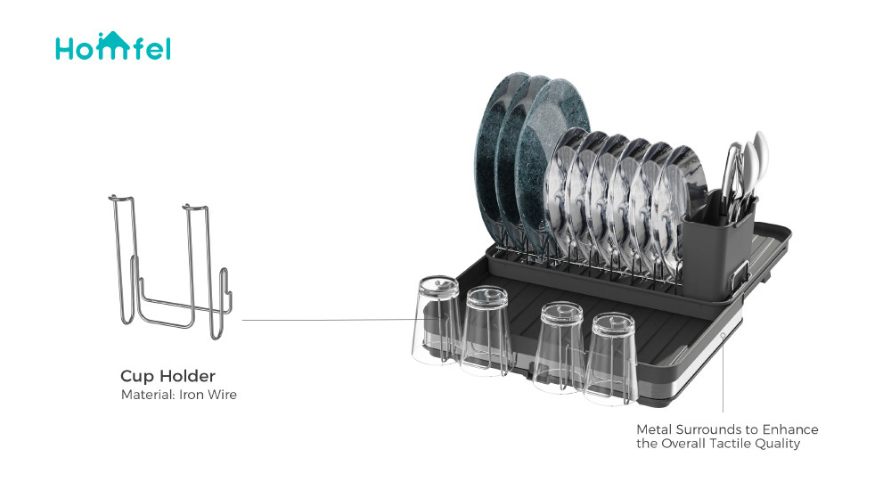 Space Saving Steel Kitchen Dish Rack For Kitchen Organization And Storage