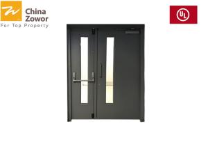 China Double Swing Metal Fire Safety Door With Vision Panel/ Red Color/ Powder Coated Finish factory